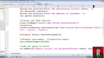 76 Advanced Java Tutorial JDBC Batch Processing Banking Application with Transaction Mmt | adv java