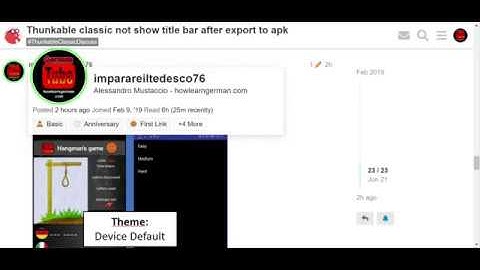 Thunkable classic not show title bar after export to apk - Problem solved!