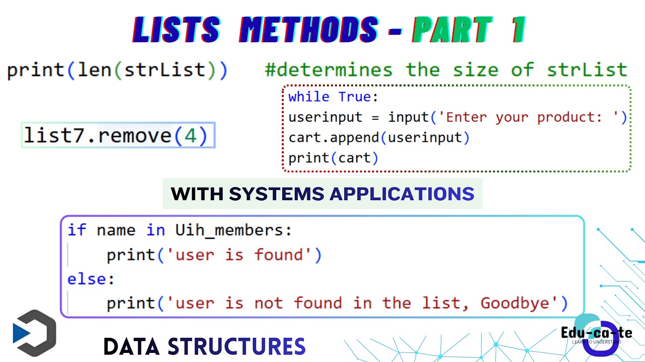 List Methods (part 1) - Lesson 2: Python Data Structures - YouTube