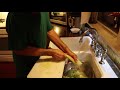 Cleaning a green luffa