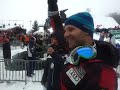 Mike Janyk entertains the crowd in Adelboden 2012