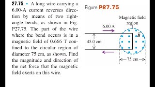 A long wire carrying a current reverses direc- tion by means of two right angle bends, as shown in F