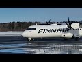 Finnair flight landing at Vaasa Airport VAA, Finland
