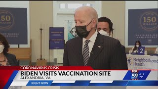 Biden visits vaccination site in Virginia