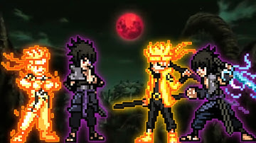 Naruto OP(All Form) & Sasuke Indra OP VS Sasuke Rinnegan V2 OP & Naruto Rikukudou OP in Mugen Jus