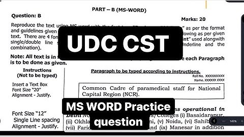 ESIC UDC computer skill test |ESIC SSO computer skill test |ESIC UDC MS word for computer skill test