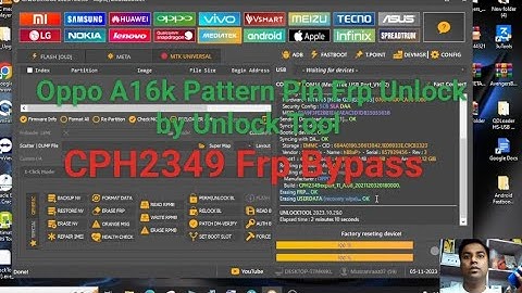 Oppo A16k Pattern Pin Frp Unlock by Unlock Tool ll CPH2349 Unlock Tool ll Oppo A16k Frp Bypass