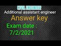 civil engineer Answer key || Additional Assistant Engineer || exam date 07/02/2021