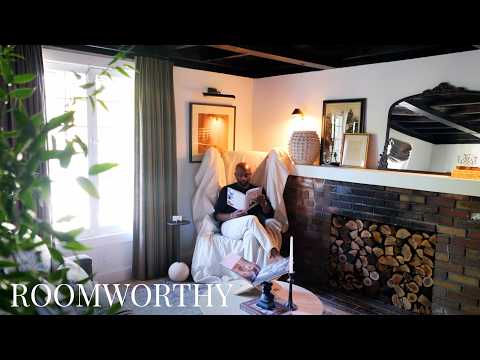 A Draped RH Chair, Brutalist Spanish Chairs & an Olive Mural in a Cotswolds-Inspired LA Cottage