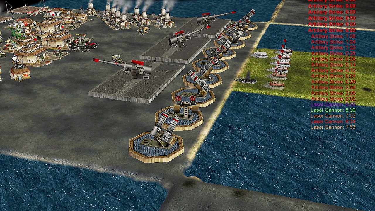 Super Defense + China Tank vs 7 USA Laser - Command & Conquer Generals Apocalyptic 2.2