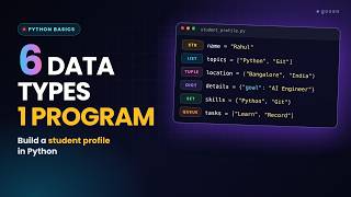 Python Student Profile Program | String, List, Tuple, Dictionary, Set & Queue in One Program