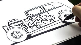 How To Draw A Hot Rod (for kids!)