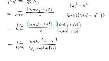 Derivative of Absolute Value Function Using the Limit Definition