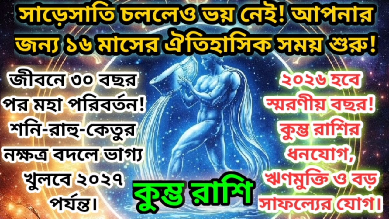 কুম্ভ রাশি জীবনে ৩০ বছর পর মহা পরিবর্তন। ভাগ্য খুলবে ২০২৭ পর্যন্ত। #rashifal #কুম্ভ #aquarius