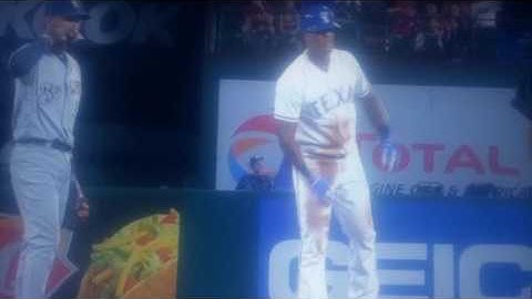 Adrian Beltre switches hands to avoid tag at second base