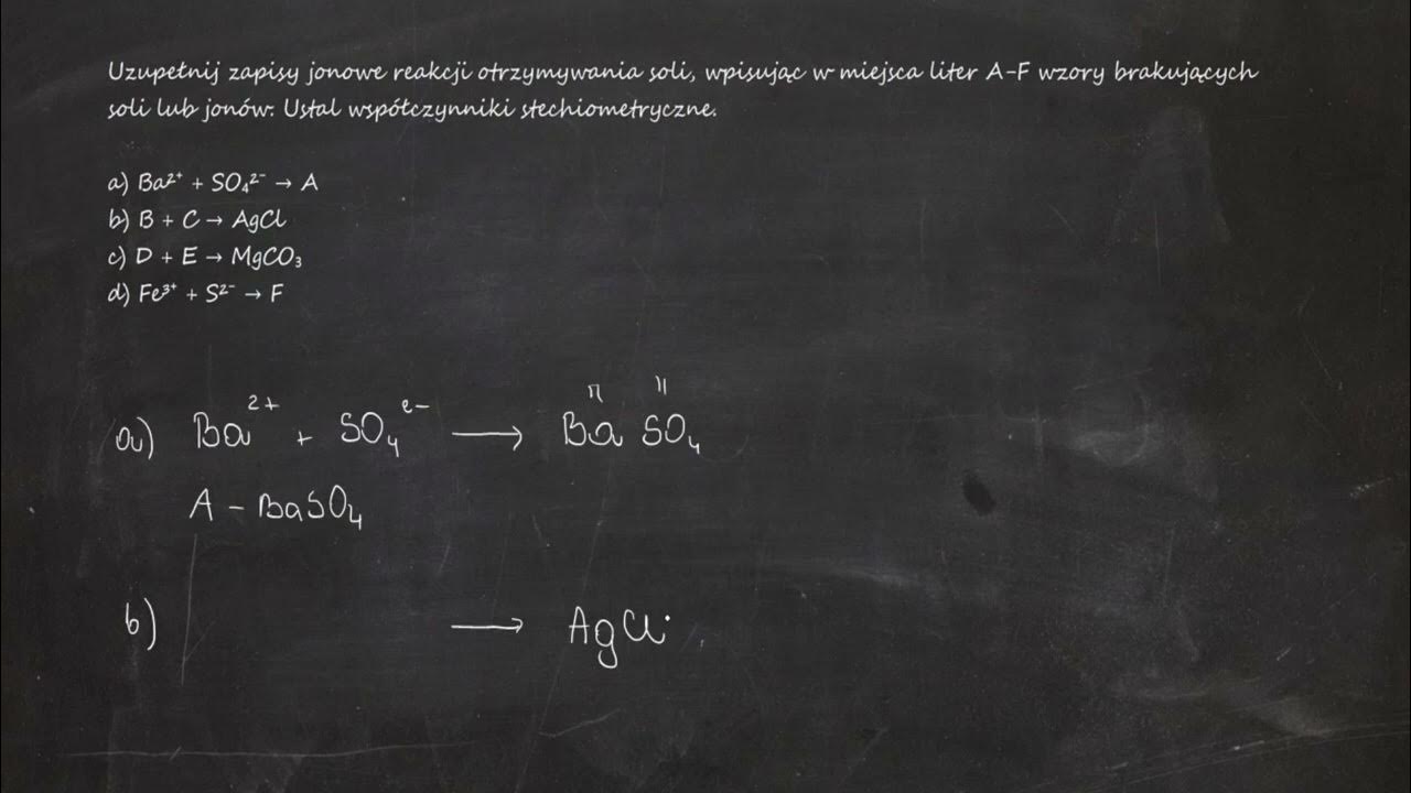 Uzupełnij Zapisy Ogólne Przebiegu Reakcji Otrzymywania Soli Uzupełnij zapisy jonowe reakcji otrzymywania soli... a) Ba²⁺ + SO₄²⁻ →