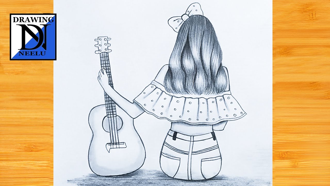 a sketch drawing, a girl with a guitar in her hands is | Stable Diffusion |  OpenArt