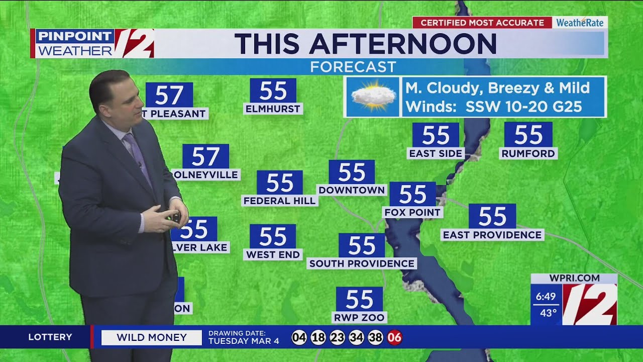 WPRI 12 Weather Forecast for 3/5/25: Mild, mainly dry and breezy today ...