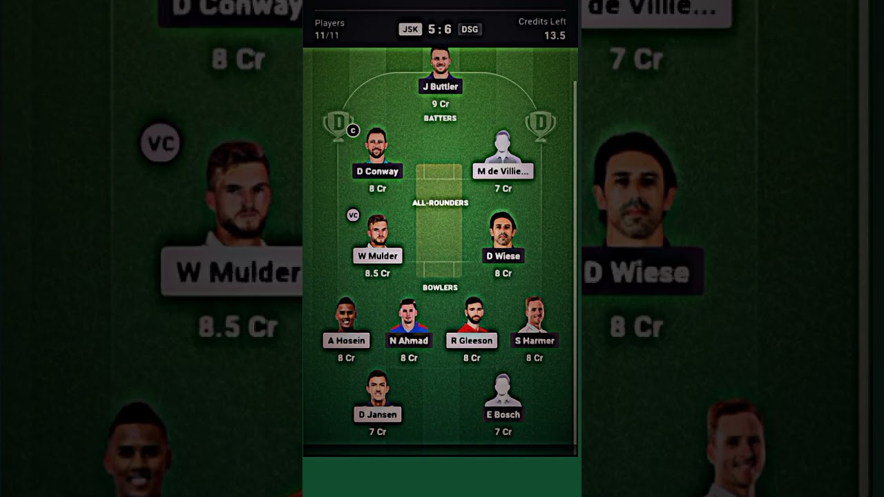 JSK VS DSG SA T20 MATCH DREAM 11 TEAM 