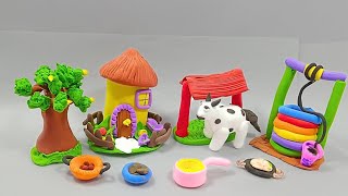 DIY How to make Polymer Clay Miniature Village House, Water well, Tree, | Polymer Clay Tutorial