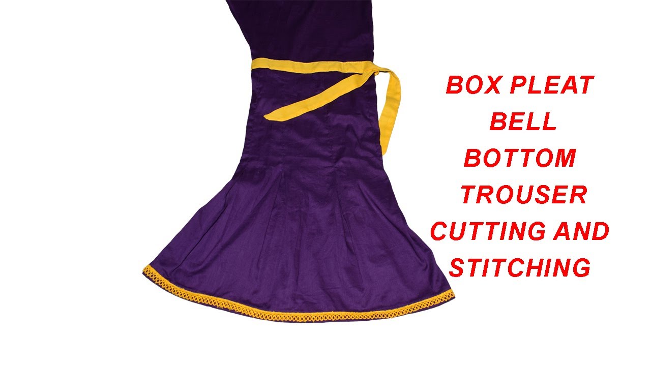 Box Pleat Bell Bottom Trouser Cutting And Stitching | Home Stitching
