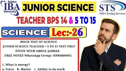 Energy and Its Forms | 25 Most Expected MCQs | JST PST HST JEST IBA Test Preparation | Class 06 STBB