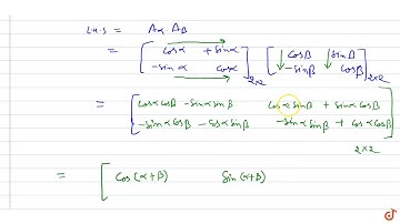 If `A_alpha=[cosalphasinalpha-sinalphacosalpha]` , then prove that `A_alphaA_beta=A_(alpha+beta)...
