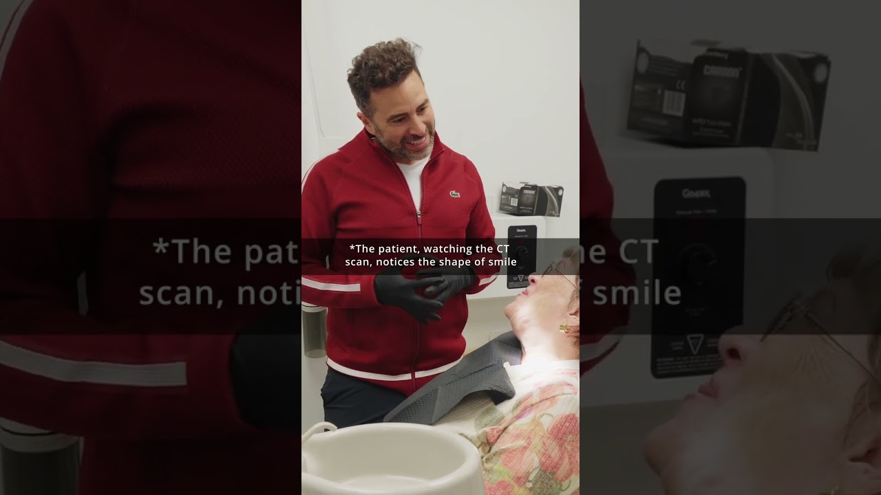 Watching the CT scan, the patient notices the smile’s shape appear