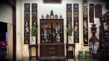 TỦ BÀY ĐỒ CỔ XƯA - Tranh Khảm Ốc Đẹp - Nội Thất Nhà Gỗ Đẹp - Sập Gụ Tủ Chè Cổ Xưa - Trường Kỷ Gỗ Đẹp