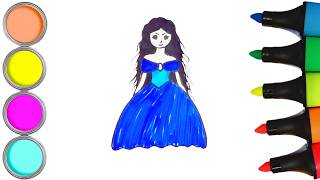 How To Draw cute princess Drawing, Painting & Coloring For Kids and Toddlers_ Child Art 🌈🎨