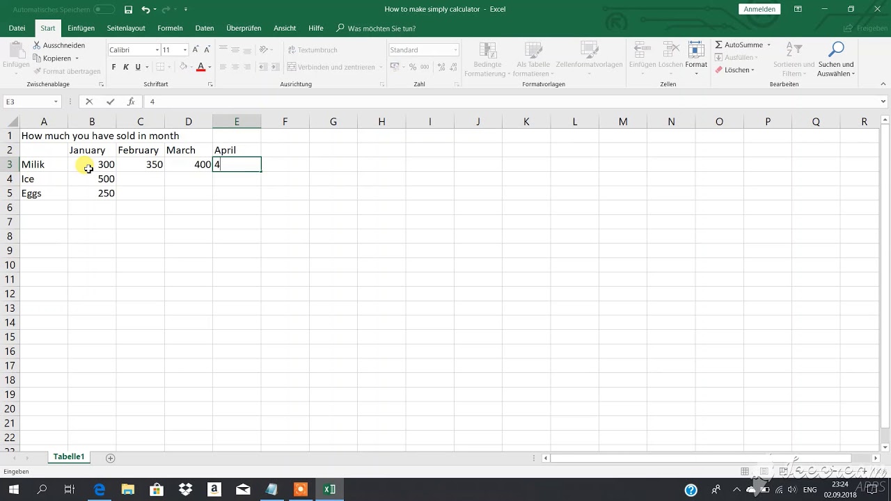 Microsoft Excel Tutorial - Making a Basic Spreadsheet in Excel 2016 ...