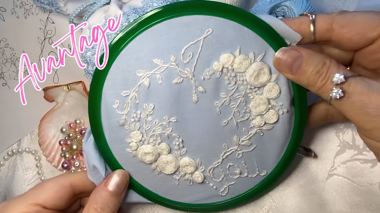 White 3D Rose Embroidery | Flower Heart | How to Hand Embroider