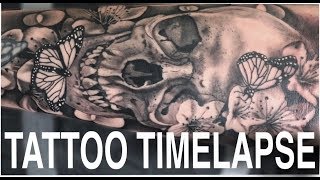 TATTOO TIMELAPSE | SKULL & BUTTERFLIES | CHRISSY LEE