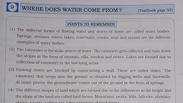3rd Standard E.V.S Workbook Chp 9 Where Does Water Come From @omeducation8606