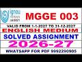 MGGE 003 solved assignment 2026-27 in English || mgge 003 solved assignment 2027 || mgge3 2026-27