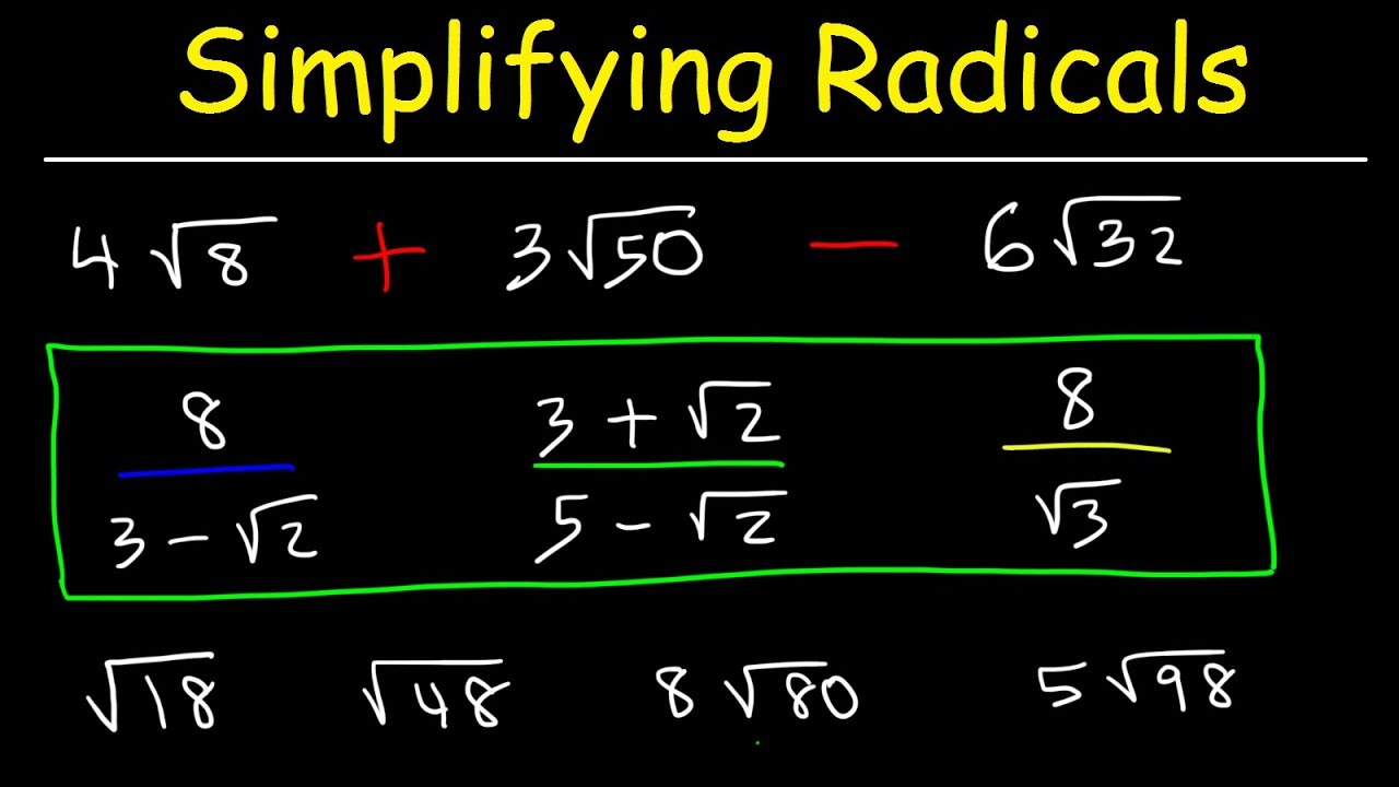 simplifying square roots cheat sheet