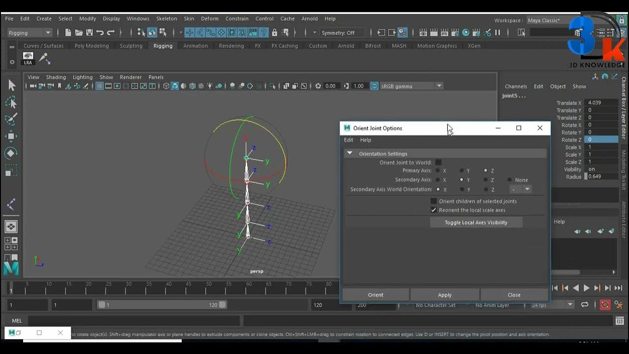 Orient Joint In Maya What Is Joint Orient Maya Joint Orientation In
