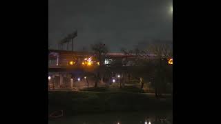 Shipping container gets stuck between freeway