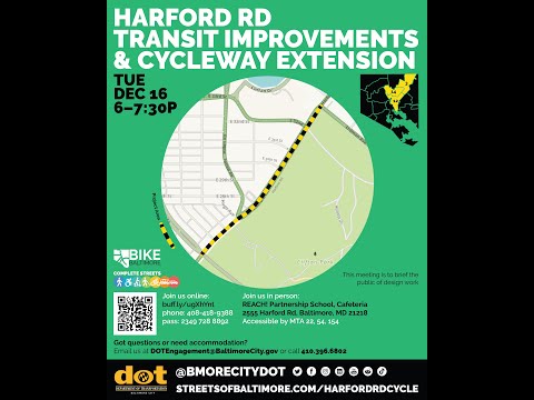 Dec 16th - Harford Road Transit Improvements and Cycleway Extension Public Meeting