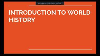 Introduction to World History Lecture Notes