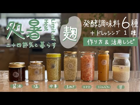 処暑)米麹で作る発酵調味料6つ＋麹ドレッシング｜塩麹、醤油麹、甘麹、玉ねぎ麹、中華麹、トマト麹、にんじん麹ドレッシング｜麹の活用レシピ