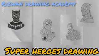 Superheroes drawing | spiderman | deadpool | iron man | black panther