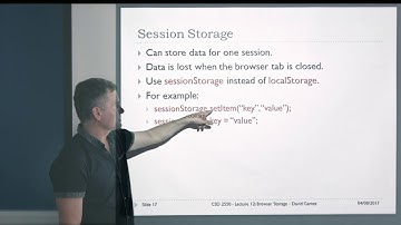 CSD 2550 – Week 9 | Lecture 12: Browser Storage - David Gamez