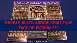 NC EDUCATION LOTTERY BLACK ARROW CHALLENGE $20 AND $30 SCRATCHCARDS
