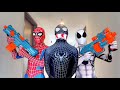 Team spiderman vs bad guy team  rescue venom from badhero  live action 