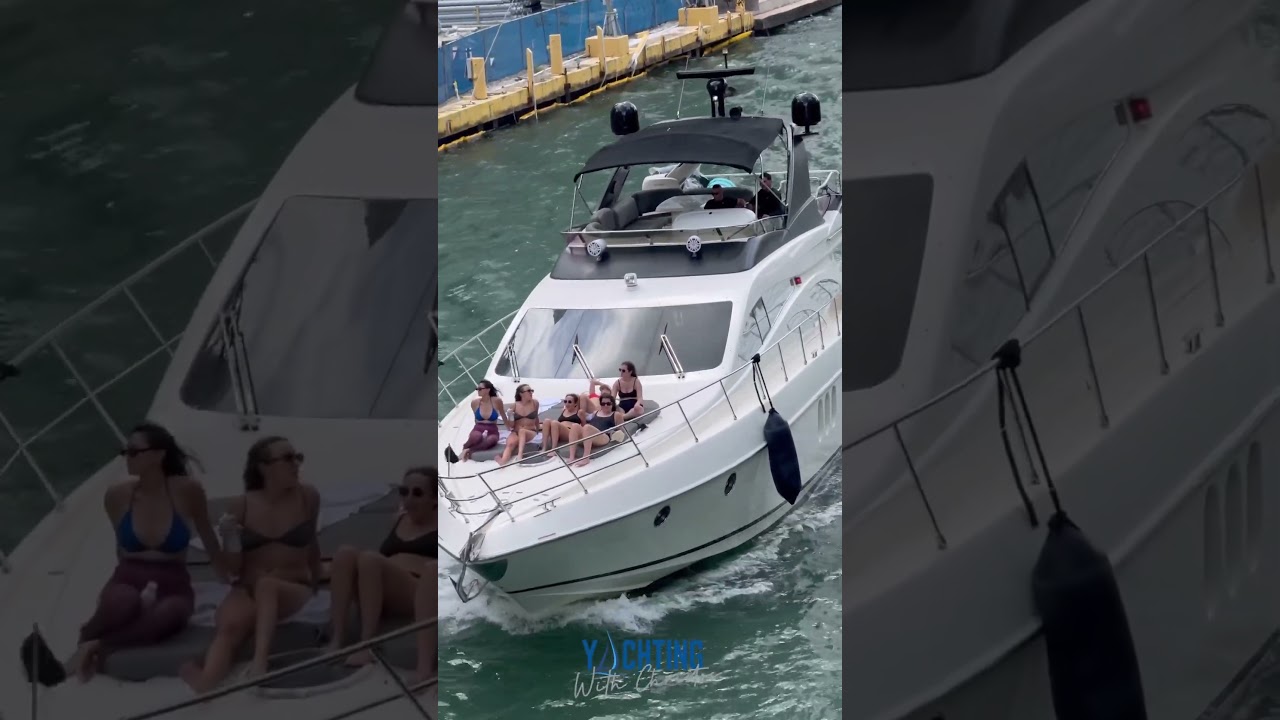 Shimmering glance at the Azimut 62 fly ‘Priceless’ as Bachelorette’s enjoy the breeze from the bow