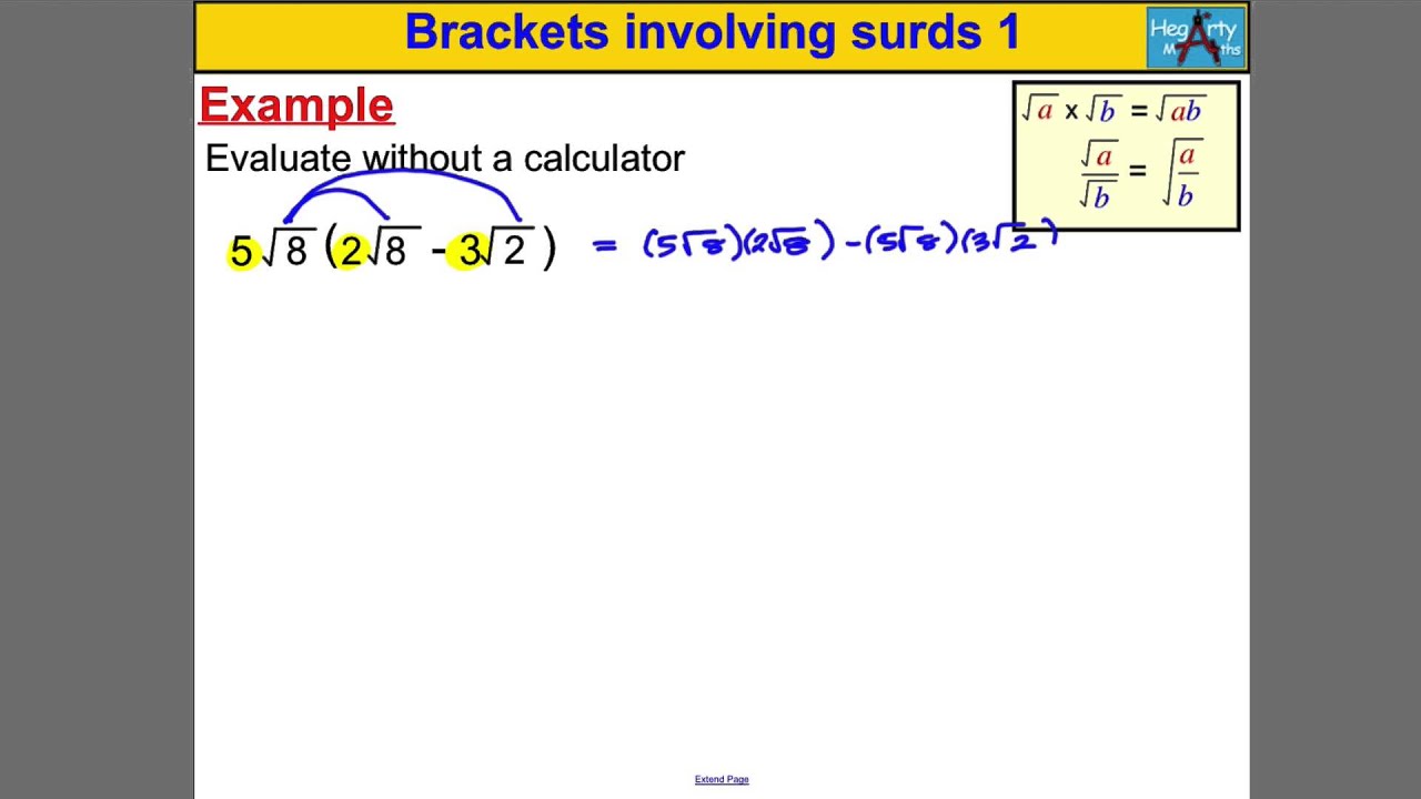 Brackets involving surds 1 YouTube