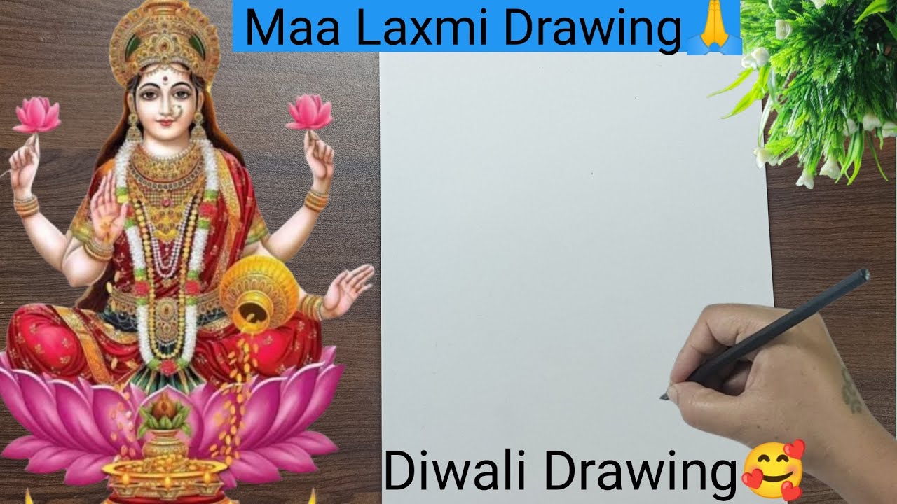 Drawing Of Goddess Lakshmi|How To Draw Goddess Lakshmi |Maa Laxmi Drawing|Part 1