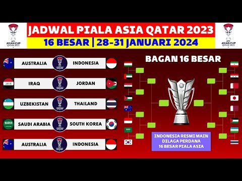 Bagan &amp; Jadwal 16 Besar Piala Asia 2024 - Timnas Indonesia vs Australia - Piala Asia 2023 Qatar