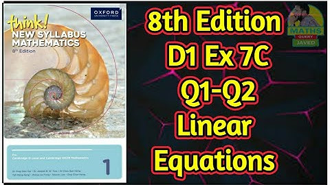 Q1-Q2 || Ex-7C || D1-8th edition || Linear Equations || Chapter 7 || In Urdu
